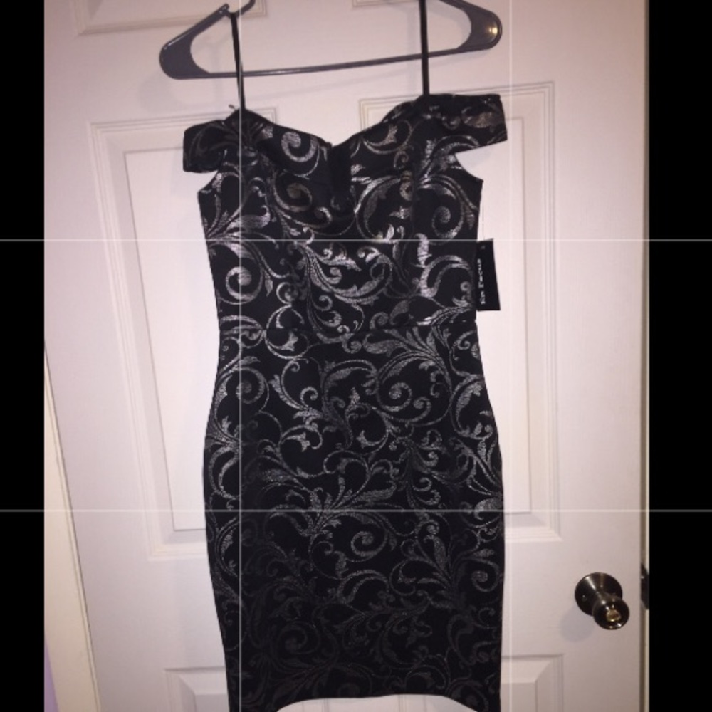 Gray and black dress